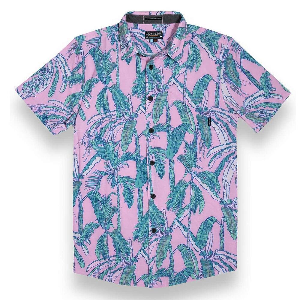Baja Llama Vagabond Button Up Shirt All I See Is Pink Short Sleeves Size XXL